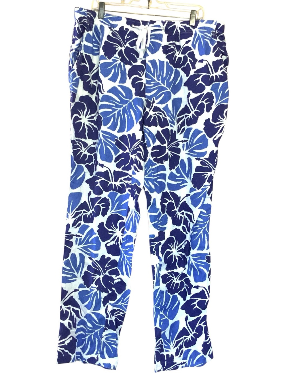 J Mclaghlin Linen Floral Hibiscus Pants Resort